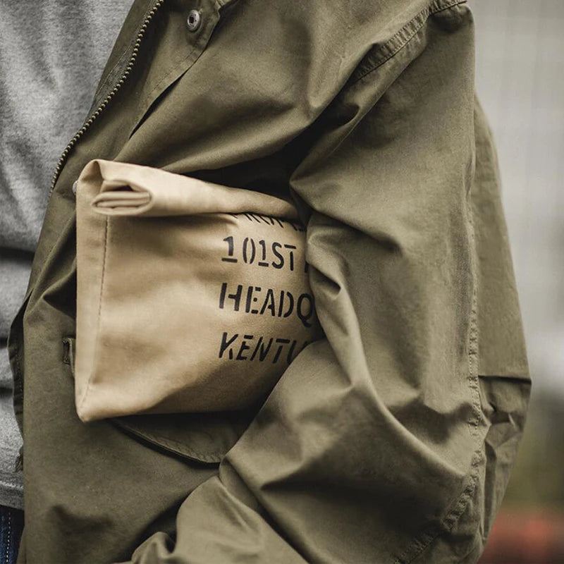 Menn Clutch Veske Amerikansk Retro Verktøy Mann Khaki Oil Voks Lerret Mannlig Casual Bag - Kaffe