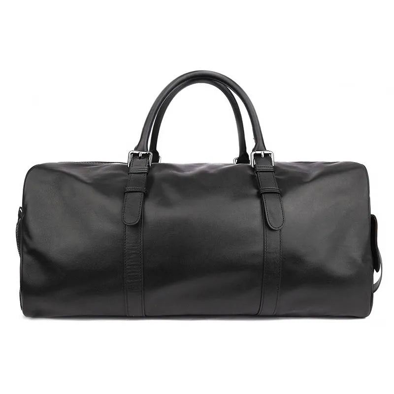 Myk Reiseveske I Ekte Skinn For Menn Kvinner Reiseduffel Med Skolomme Stor Kapasitet Herre Bagasjeveske - Design1(51Cm)