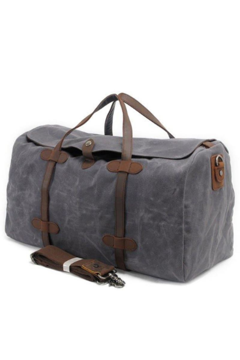 Vanntett Voksbehandlet Lerrets Bagasjeveske Med Stor Kapasitet Crossbody-veske Reise-helgeveske For Menn Forretningsreise Duffel-totebag - Khaki