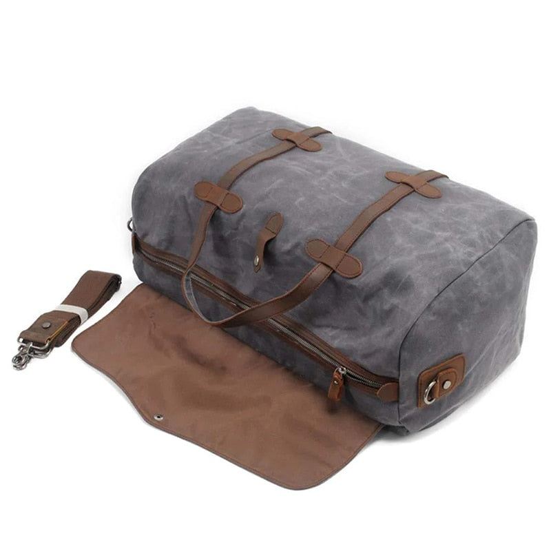 Vanntett Voksbehandlet Lerrets Bagasjeveske Med Stor Kapasitet Crossbody-veske Reise-helgeveske For Menn Forretningsreise Duffel-totebag - Khaki