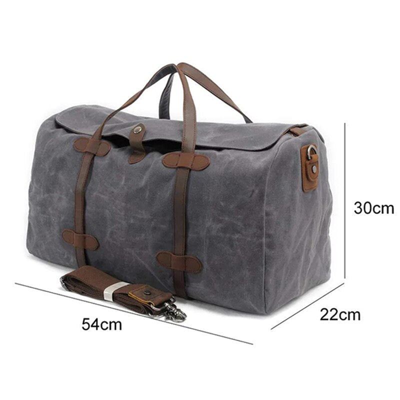 Vanntett Voksbehandlet Lerrets Bagasjeveske Med Stor Kapasitet Crossbody-veske Reise-helgeveske For Menn Forretningsreise Duffel-totebag - Khaki