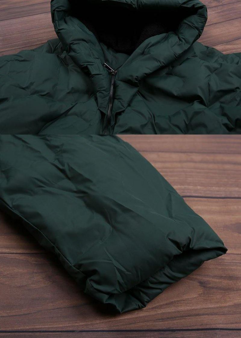 2024 Blackish Green Warm Down Coat Original Design Litterær Retro Overfrakk - Gul