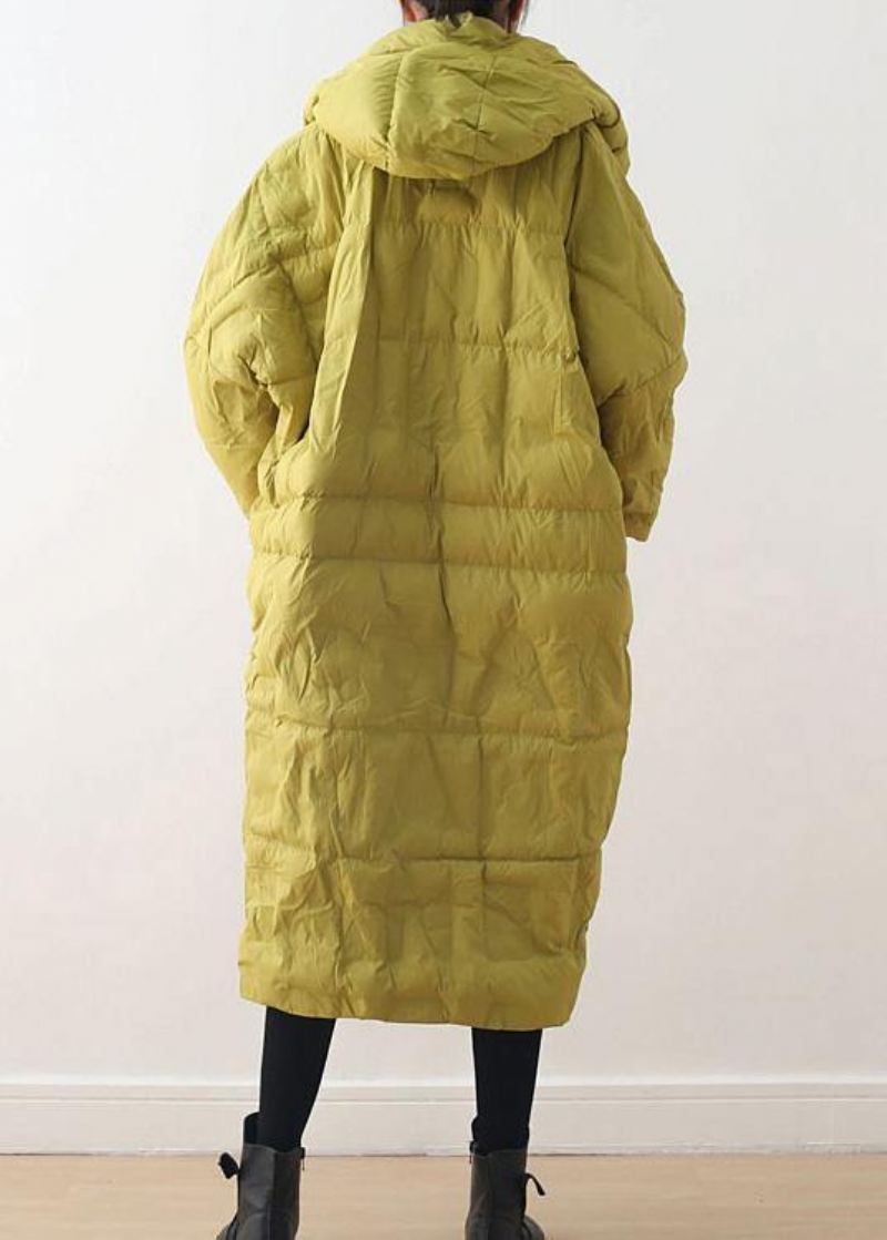 2024 Warm Yellow Down Coat Original Design Litterær Retro Overfrakk - Gul