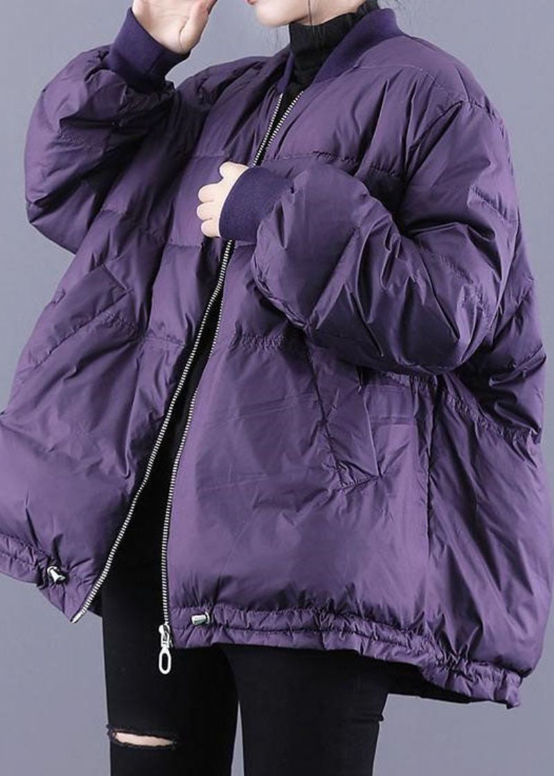 Art Purple Zip Up Snøring Fin Bomullsfylt Tykke Vinterjakker