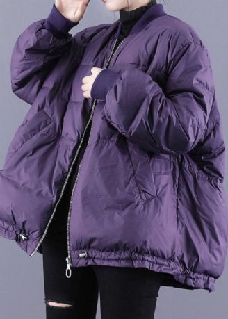 Art Purple Zip Up Snøring Fin Bomullsfylt Tykke Vinterjakker