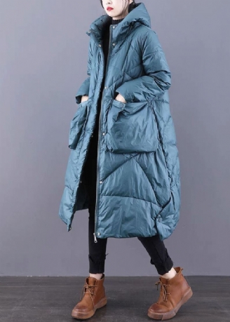 Blå Casual Duck Down Coat Zip Up Winter