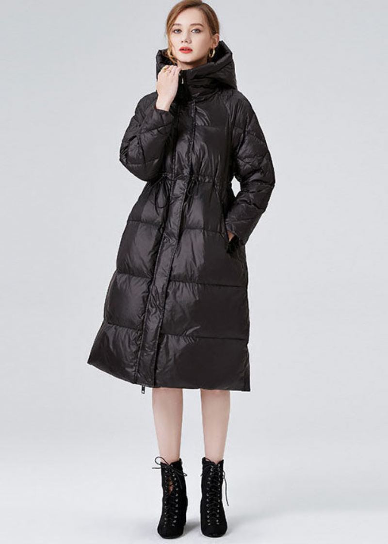 Black Duck Down Cinch Coats In Winter Hette Snøring - Svart