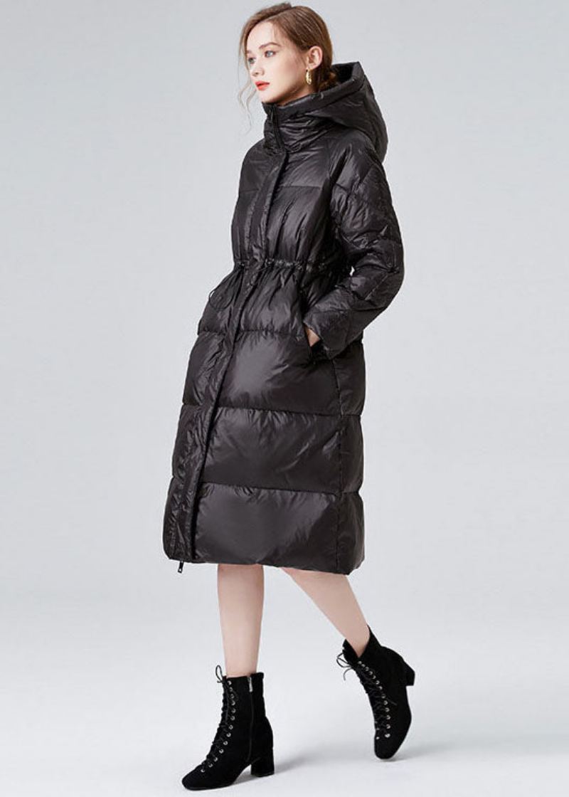 Black Duck Down Cinch Coats In Winter Hette Snøring - Svart