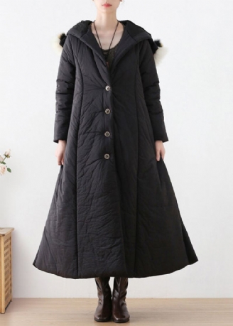 Bohemian Black Button Hette Lang Parka Winter