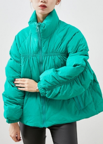 Bohemian Green Zip Up Rynket Duck Down Puffers Jakker Vinter