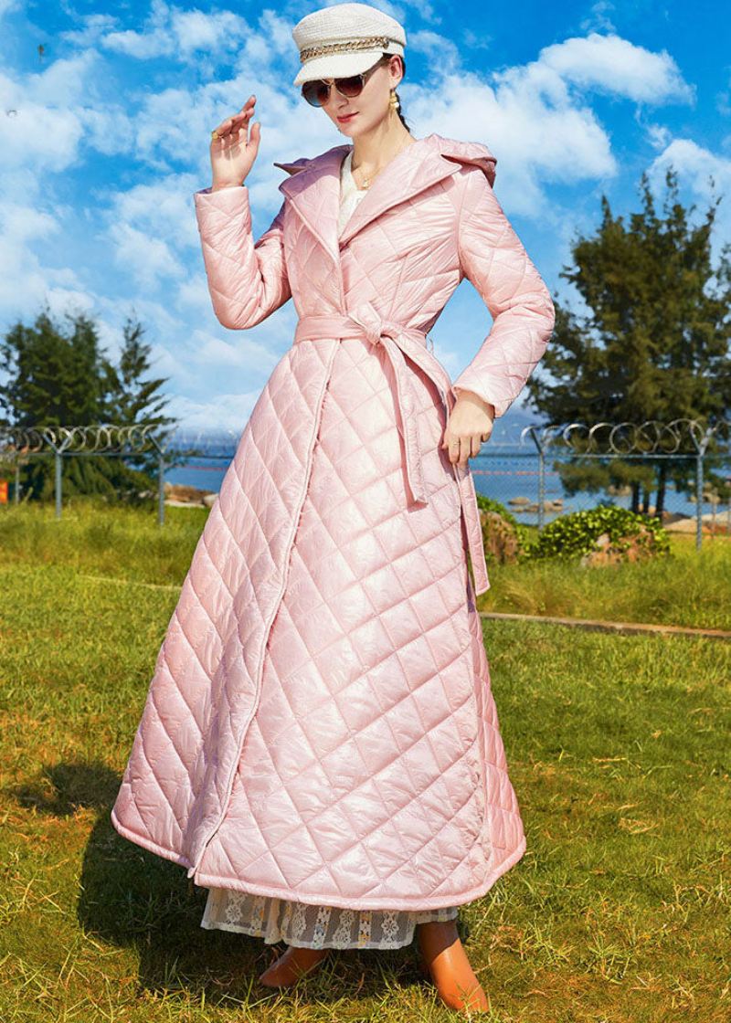 Bohemian Pink Hette Forleng Fine Bomullsfylte Cinch Coats Vinter