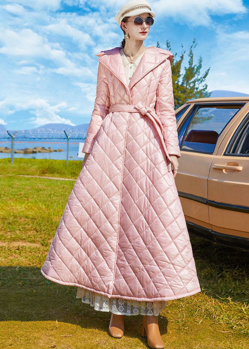 Bohemian Pink Hette Forleng Fine Bomullsfylte Cinch Coats Vinter - Dunjakker for kvinner