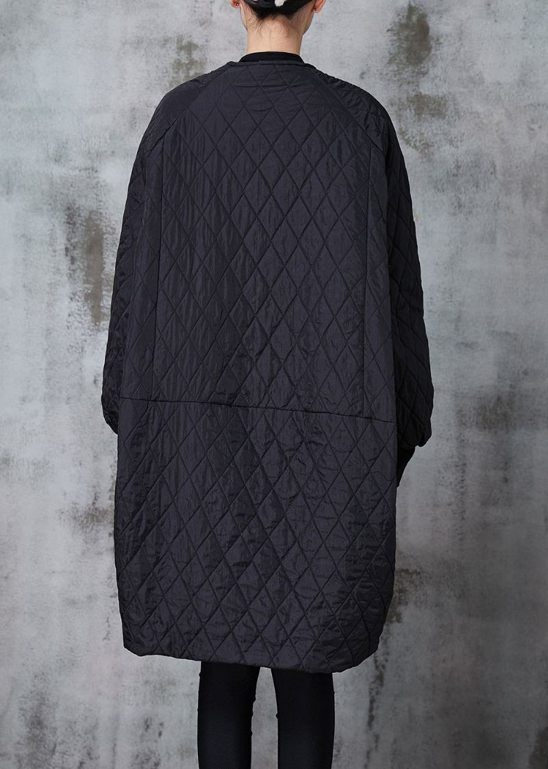 Boutique Black Oversized Patchwork Fin Bomullsfylt Jakke Om Vinteren - Dunjakker for kvinner