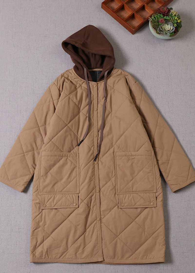 Boutique Khaki Hette Patchwork Fin Bomullsfylt Parka Vinter