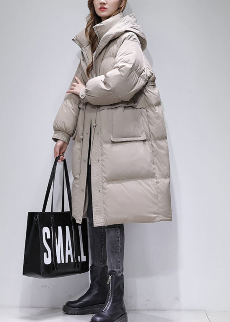 Boutique Light Camel Lommer Snøring Duck Down Coats Vinter