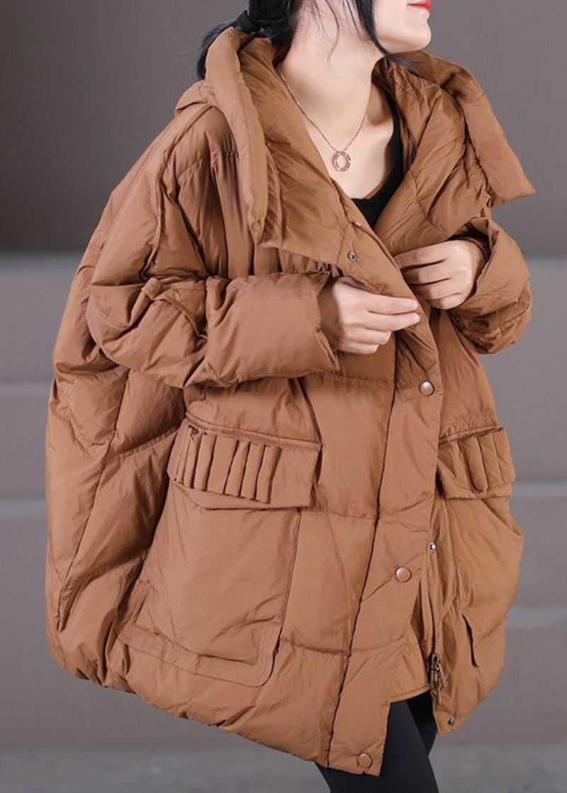 Carmel Warm Duck Down Puffer Jakke Hette Oversized Winter - Dunjakker for kvinner