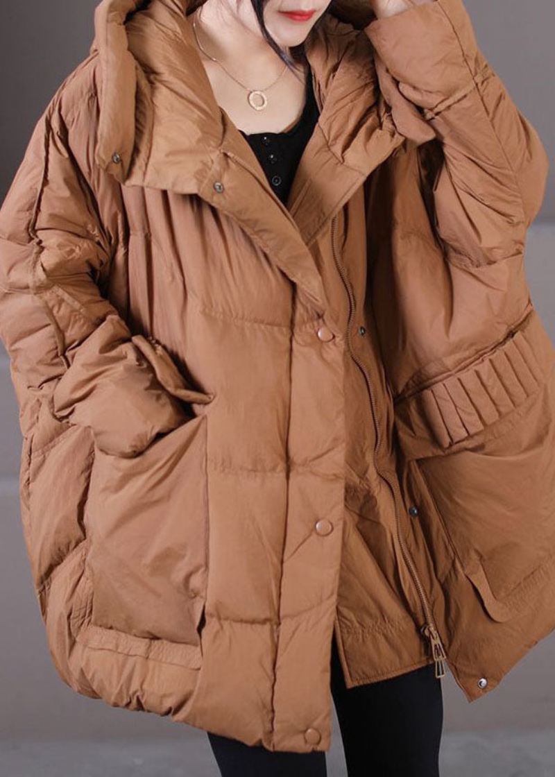 Carmel Warm Duck Down Puffer Jakke Hette Oversized Winter - Dunjakker for kvinner