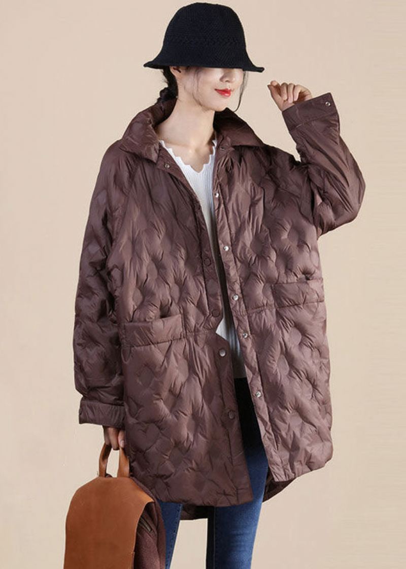 Chocolate Duck Down Canada Goose Jacket Stand Krage Lommer Vinter