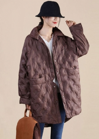 Chocolate Duck Down Canada Goose Jacket Stand Krage Lommer Vinter