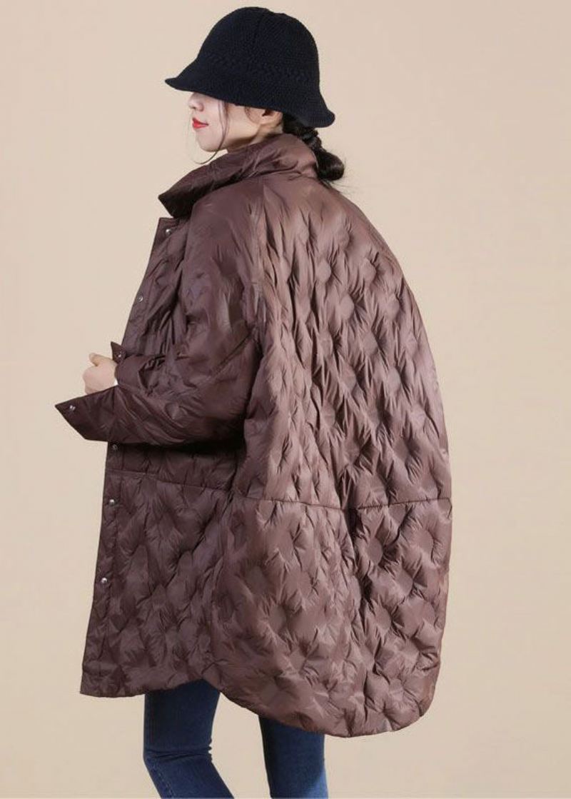 Chocolate Duck Down Canada Goose Jacket Stand Krage Lommer Vinter - Kaffe