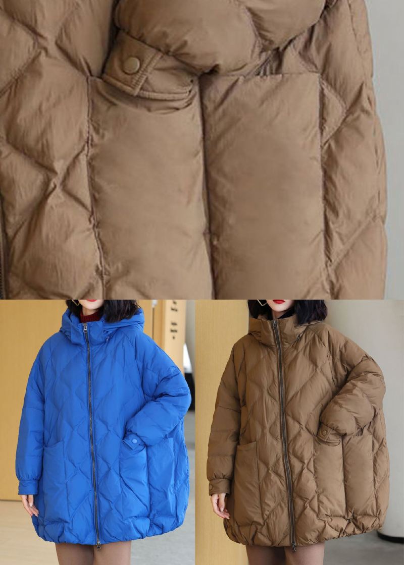 Chocolate Thick Duck Down Puffer Jacket Hettelommer Vinter - Dunjakker for kvinner