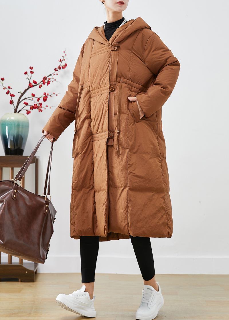 Coffee Patchwork Duck Down Puffers Jakker Hette Oversized Winter