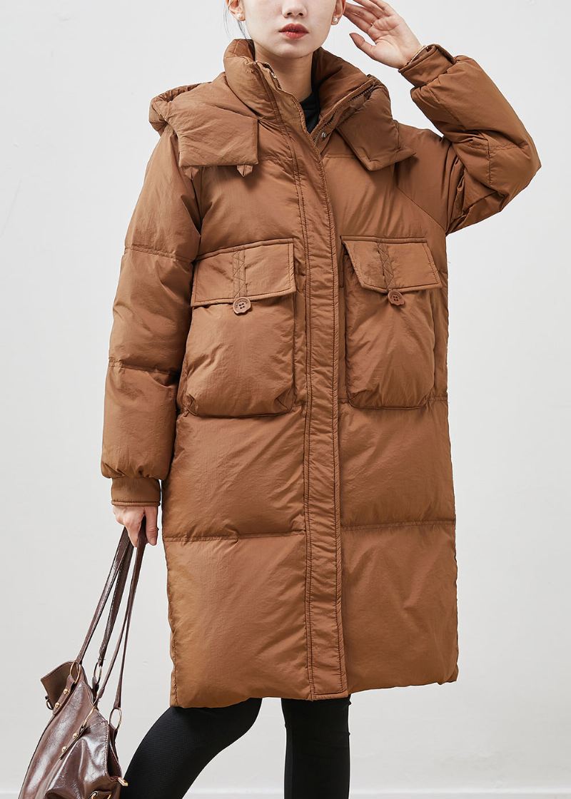 Coffee Warm Duck Down Puffer Jacket Hettelommer Vinter - Dunjakker for kvinner