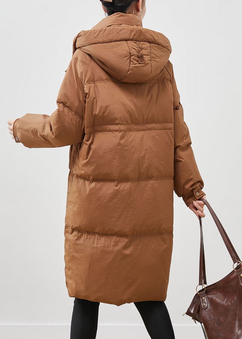 Coffee Warm Duck Down Puffer Jacket Hettelommer Vinter - Dunjakker for kvinner