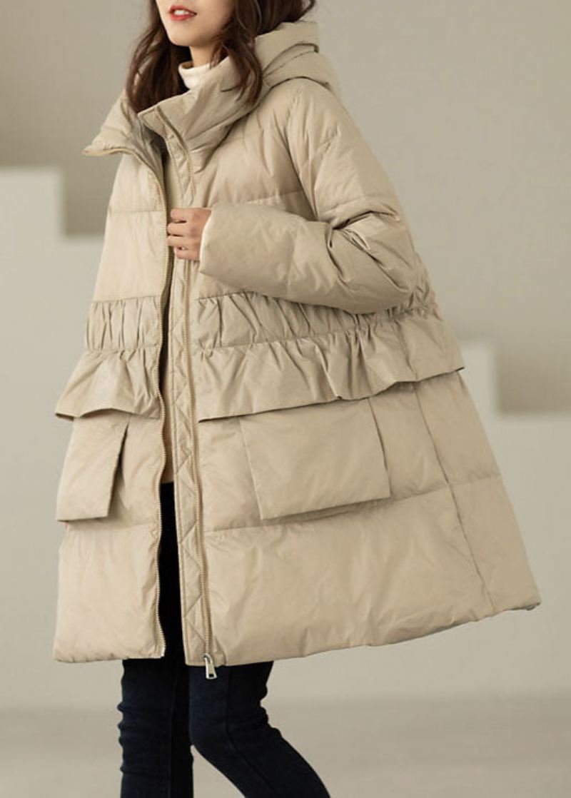 Diy Aprikos Ruffled Patchwork Duck Down Coats Vinter