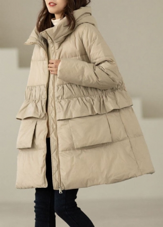 Diy Aprikos Ruffled Patchwork Duck Down Coats Vinter