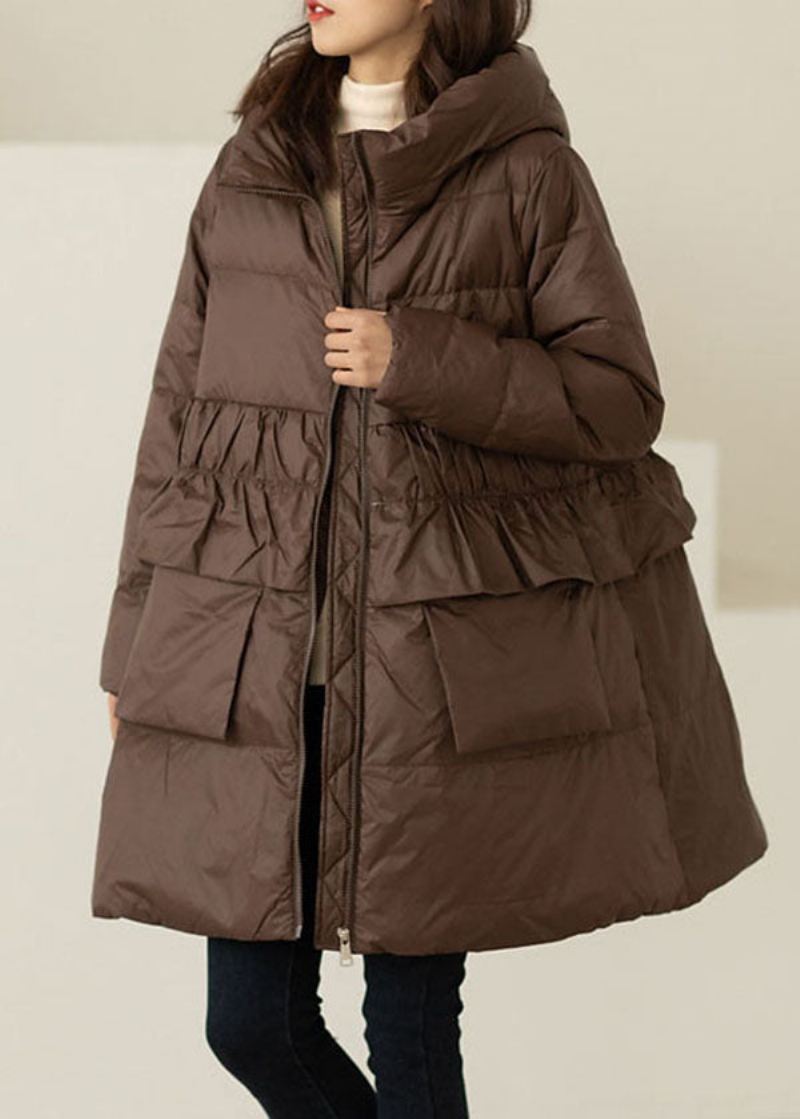 Diy Aprikos Ruffled Patchwork Duck Down Coats Vinter - Aprikos