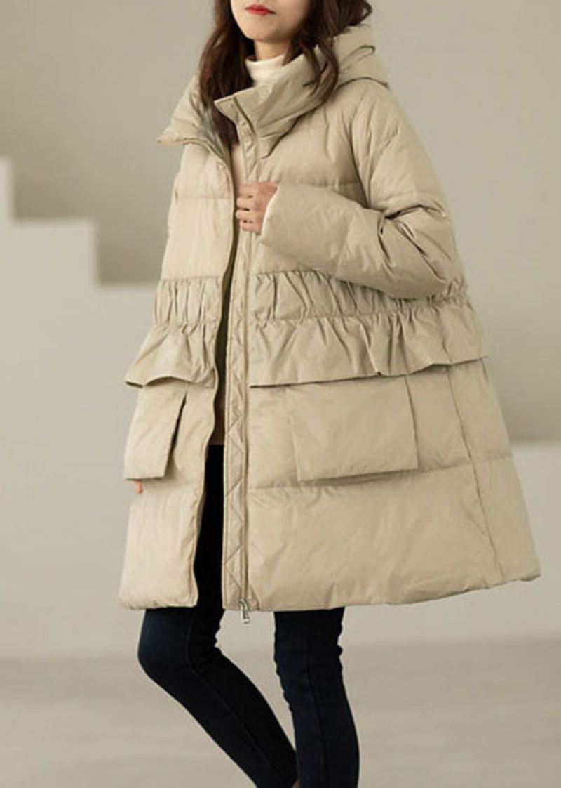 Diy Aprikos Ruffled Patchwork Duck Down Coats Vinter - Aprikos