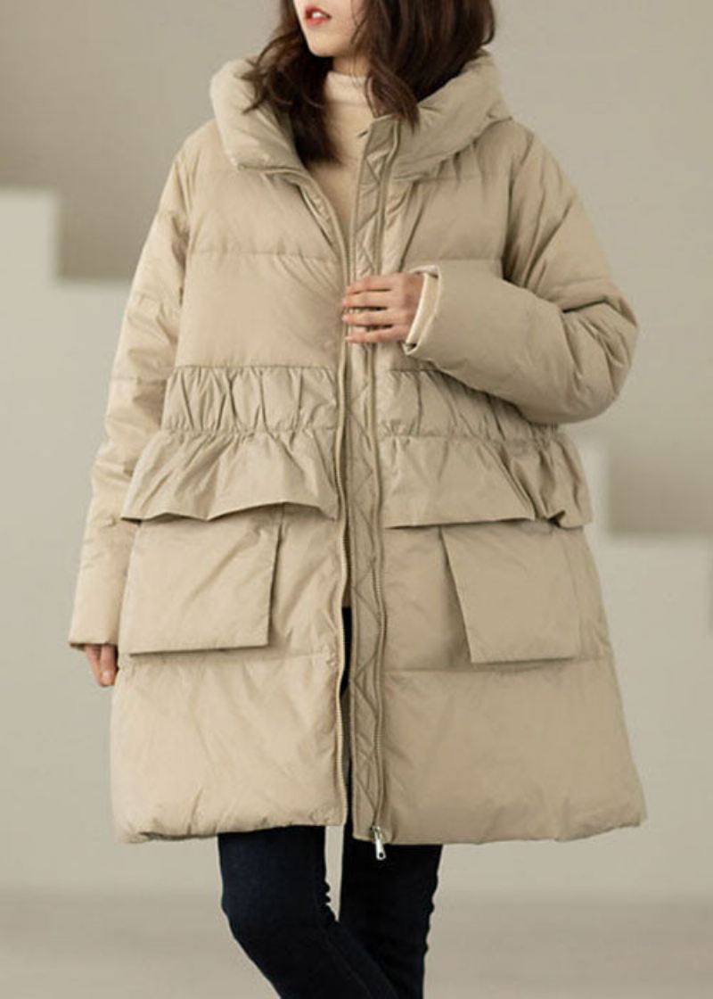 Diy Aprikos Ruffled Patchwork Duck Down Coats Vinter - Aprikos