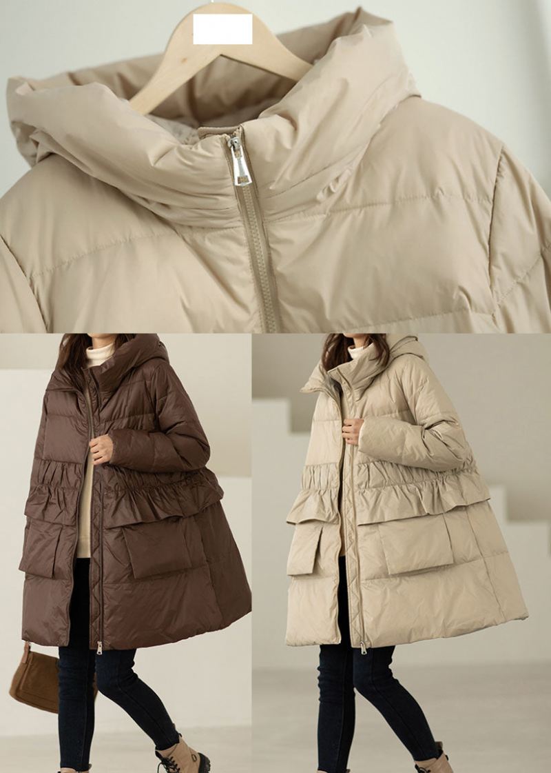 Diy Aprikos Ruffled Patchwork Duck Down Coats Vinter - Aprikos