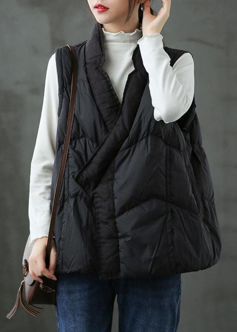 Diy Svart Mote Warm Winter Puffer Vest