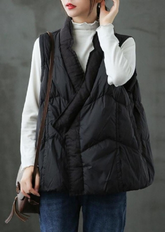 Diy Svart Mote Warm Winter Puffer Vest