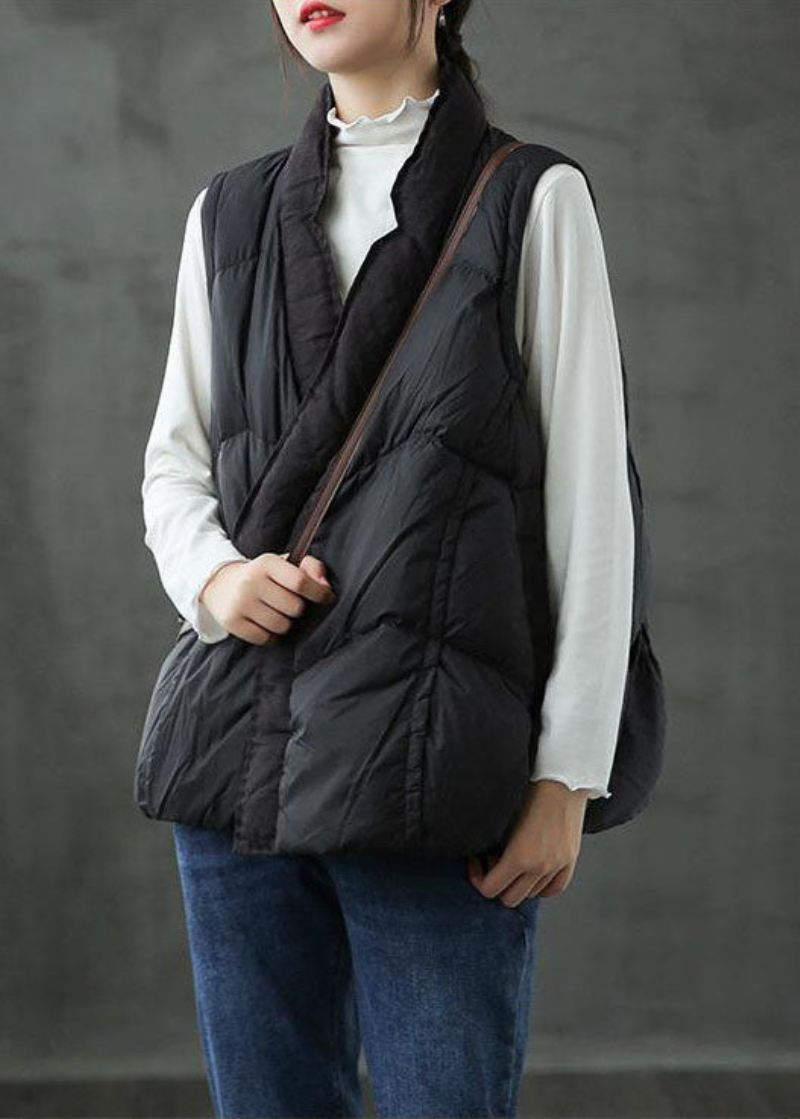 Diy Svart Mote Warm Winter Puffer Vest - Svart