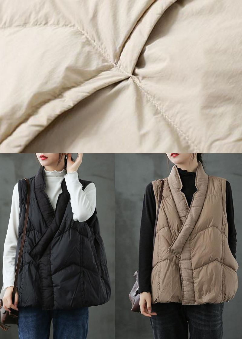 Diy Svart Mote Warm Winter Puffer Vest - Svart