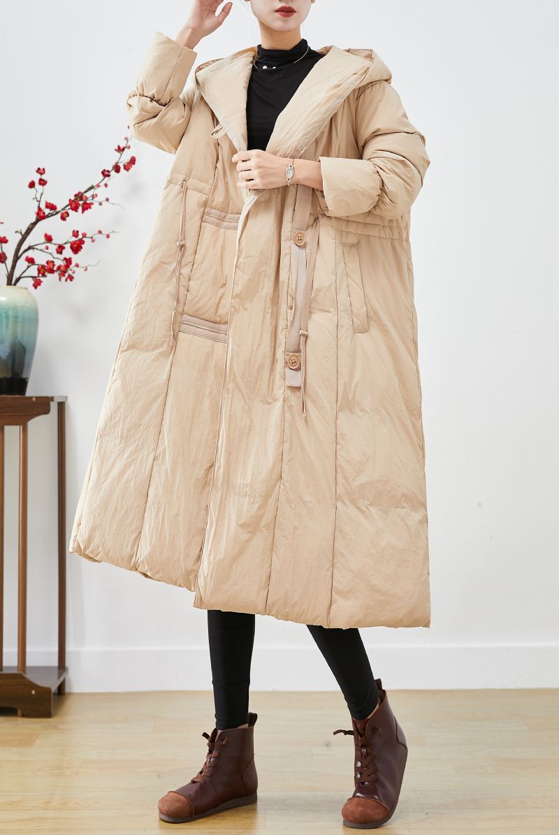 Elegant Aprikos Hette Patchwork Andedun Canada Goose Jakke Vinter - Dunjakker for kvinner