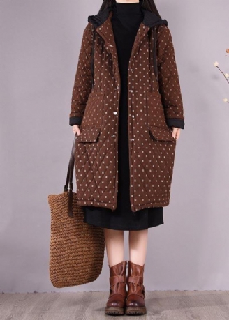 Elegant Chocolate Coat Plus Size Hettelommer Yttertøy