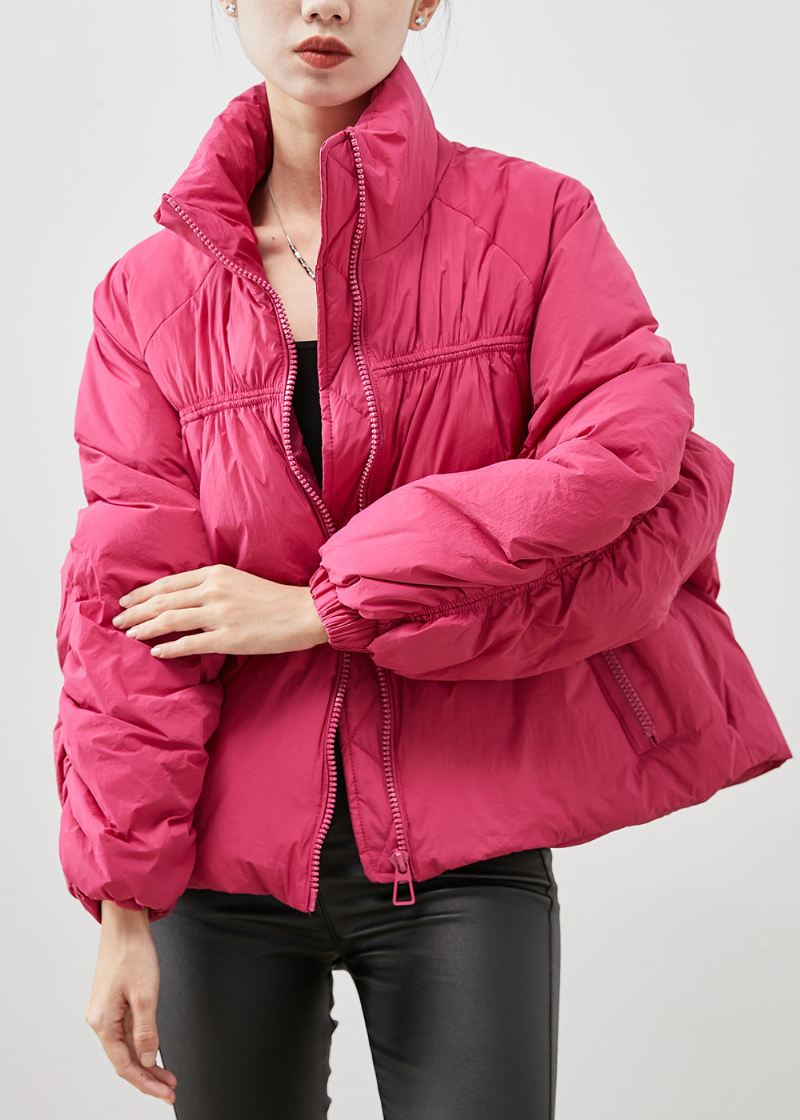 Elegant Rose Zip Up Rynket Duck Down Coat Winter