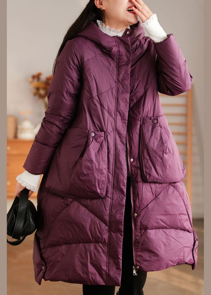 Elegante Lilla Hettelommer Duck Down Coat Winter