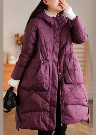 Elegante Lilla Hettelommer Duck Down Coat Winter