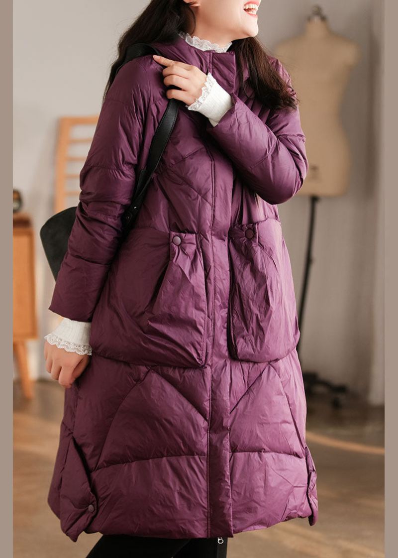 Elegante Lilla Hettelommer Duck Down Coat Winter - Dunjakker for kvinner