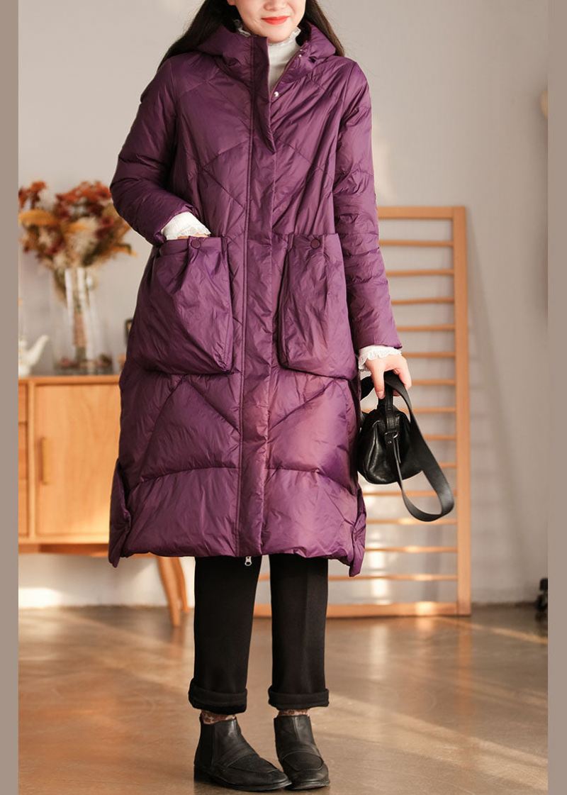 Elegante Lilla Hettelommer Duck Down Coat Winter - Dunjakker for kvinner