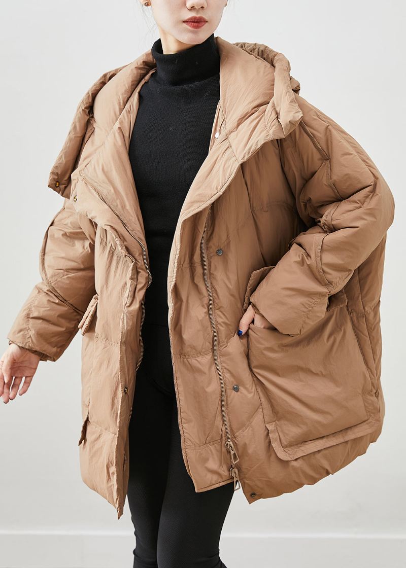 Fransk Khaki Oversized Tykke Andedunkåper Vinter