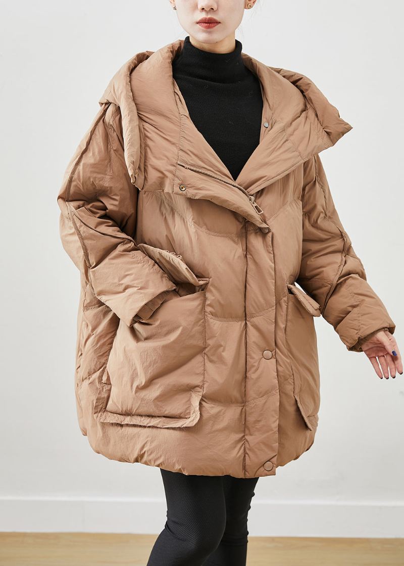 Fransk Khaki Oversized Tykke Andedunkåper Vinter - Dunjakker for kvinner