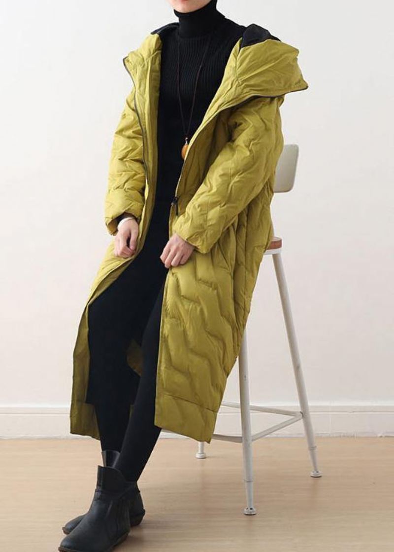 Gul Kåpe Casual Hette Parka Overfrakk For Kvinner-limited Stock - Gul