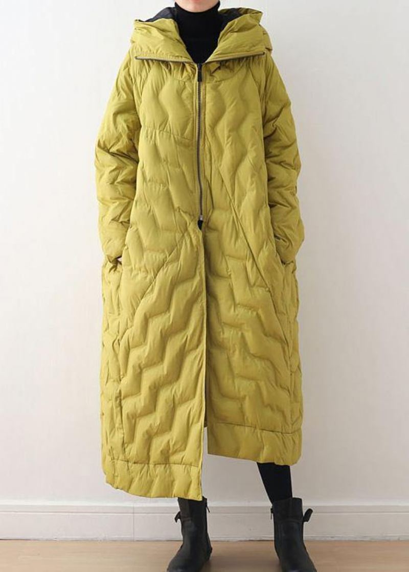 Gul Kåpe Casual Hette Parka Overfrakk For Kvinner-limited Stock - Gul