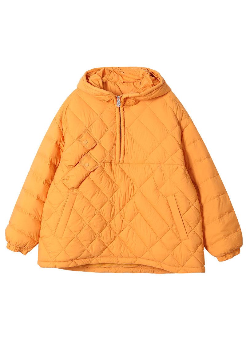 Gule Lommer Duck Down Puffers Jakker Zip Up Winter - Svart